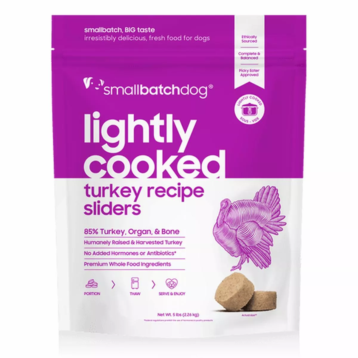 Smallbatch Lightly Cooked for Dogs Turkey Recipe Sliders