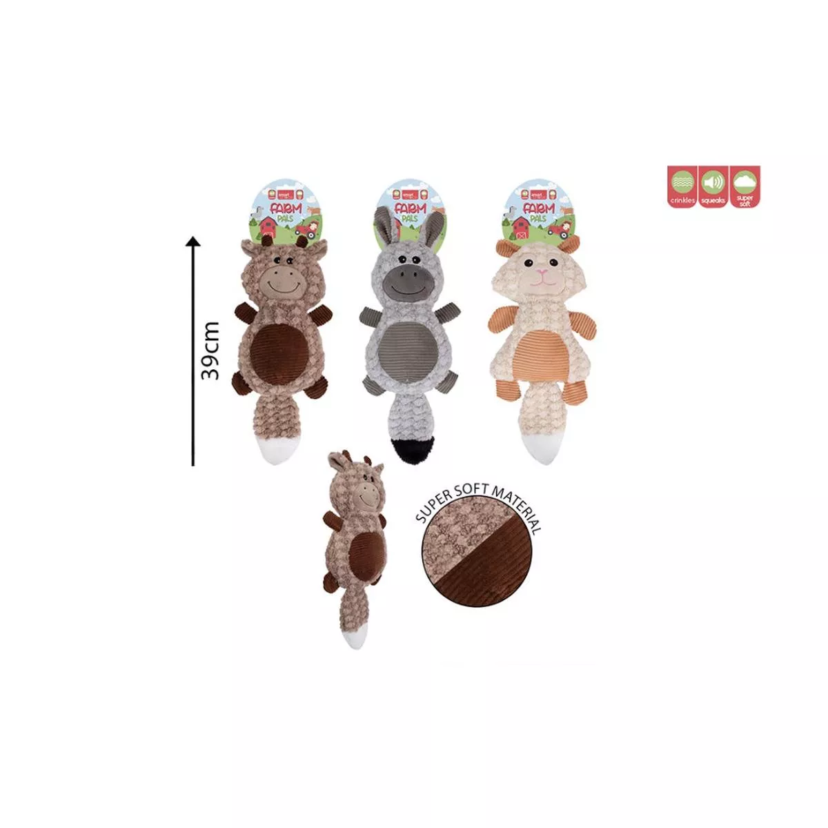 Smart Choice Plush Crinkle Squeaky Dog Toy | 39cm, Assorted Designs