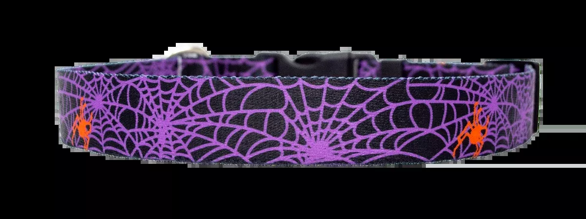 Spider Web Purple Dog Collar