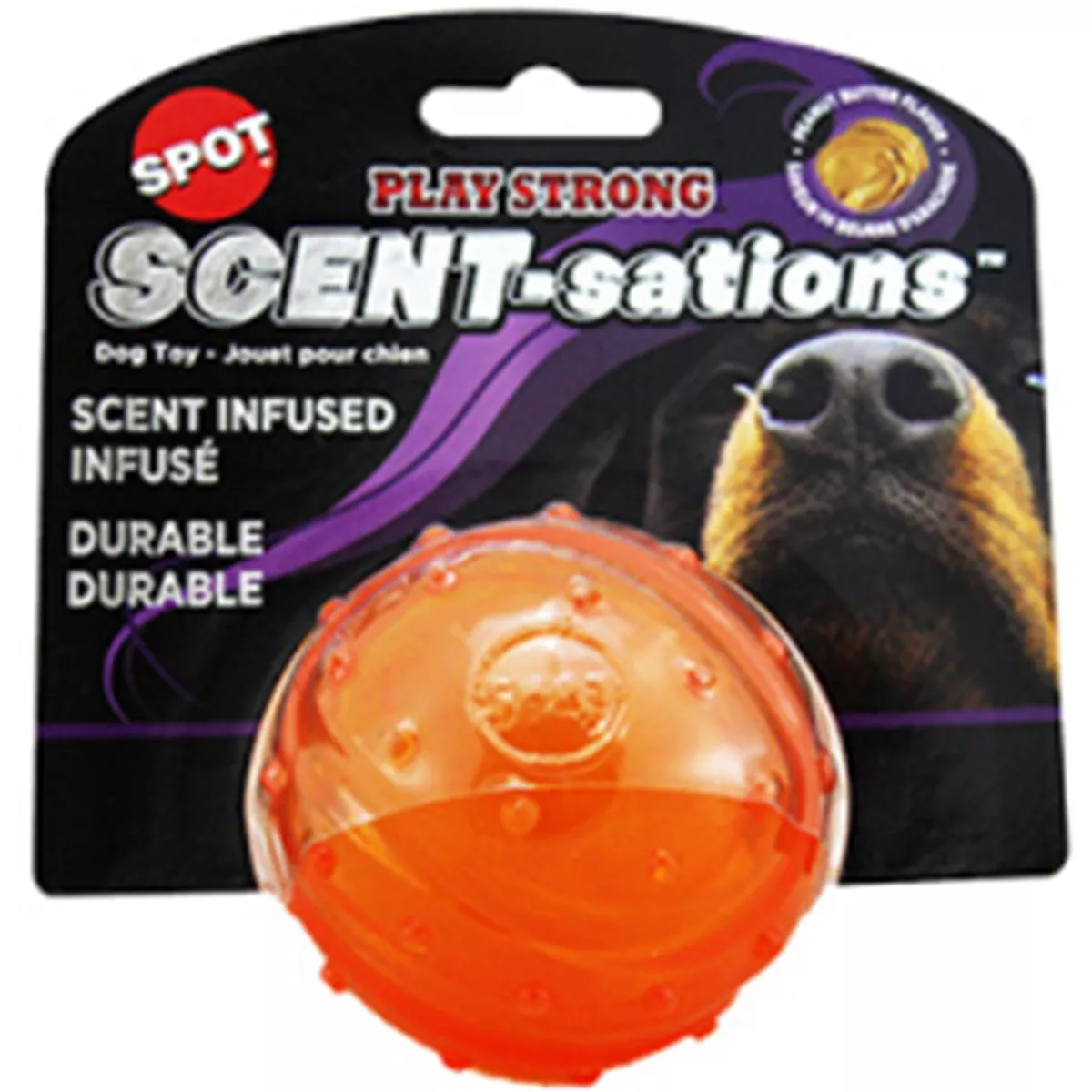 Spot Play Strong Scent-Sations Peanut Butter Ball Dog Toy