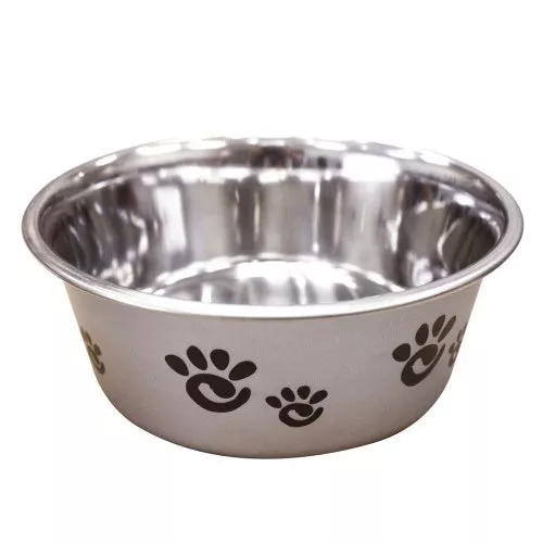 Spot, Spot Barcelona Stainless Steel Paw Print Dog Bowl, Silver, 1 Each/32 Oz