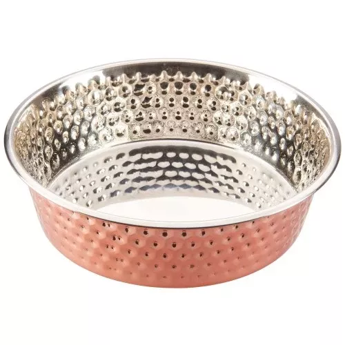 Spot, Spot Honeycomb Non Skid Stainless Steel Dog Bowl, Hammered Exterior, Copper, 1 Each/2 qt