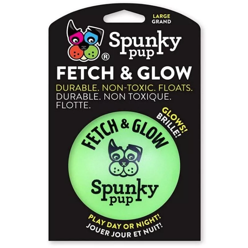 Spunky Pup Fetch and Glow Ball Dog Toy Assorted Colors Large