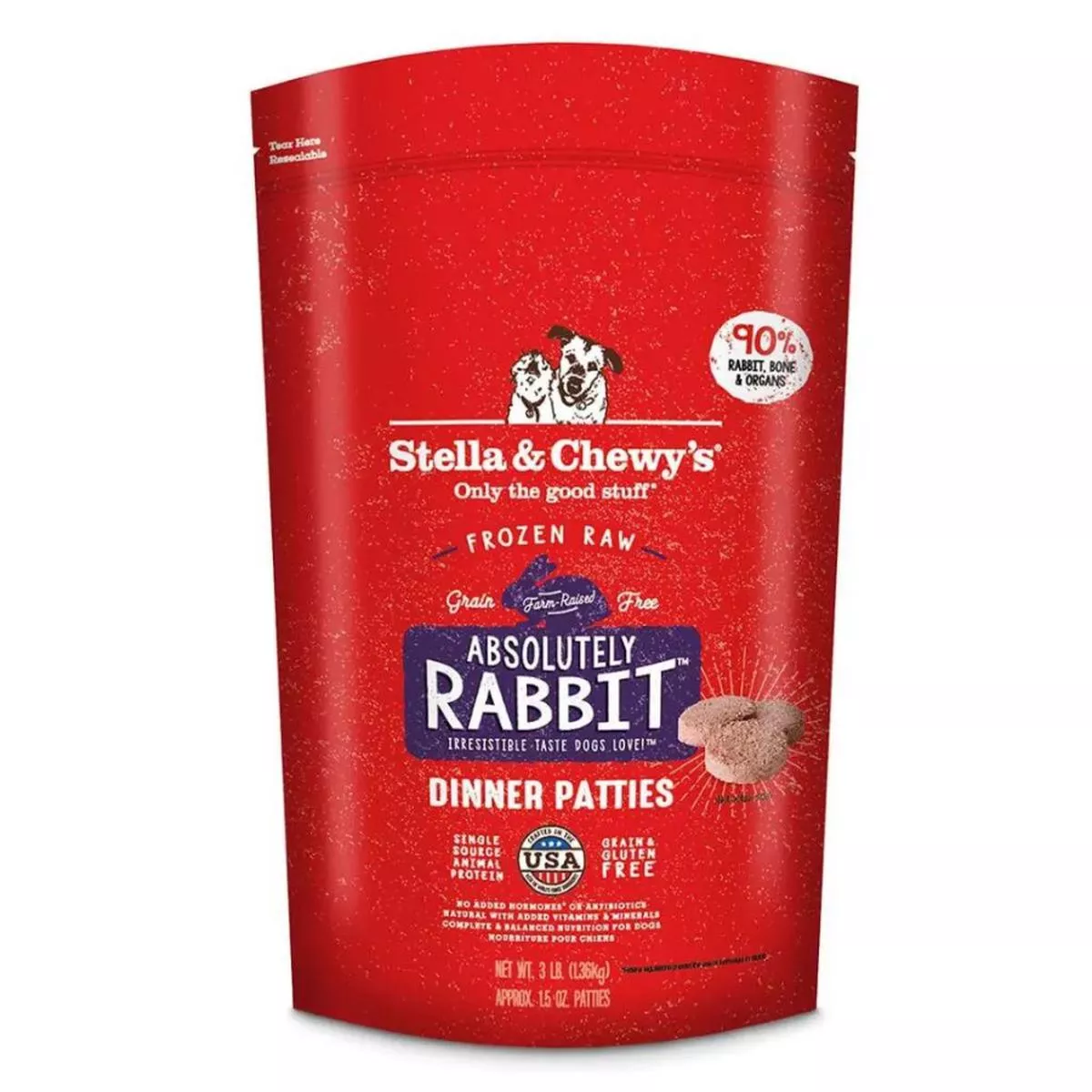 Stella & Chewy's Raw Frozen Absolutely Rabbit Dinner Patties Dog Food