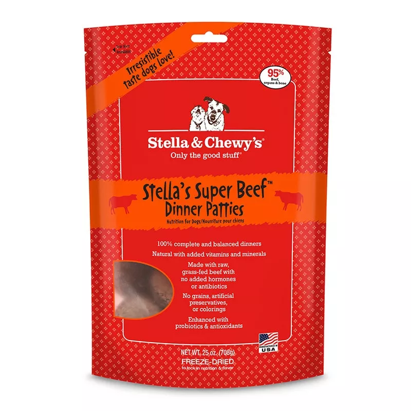 Stella & Chewy’s Super Beef Dinner Patties Grain-Free Freeze-Dried Dry Dog Food, 25 oz