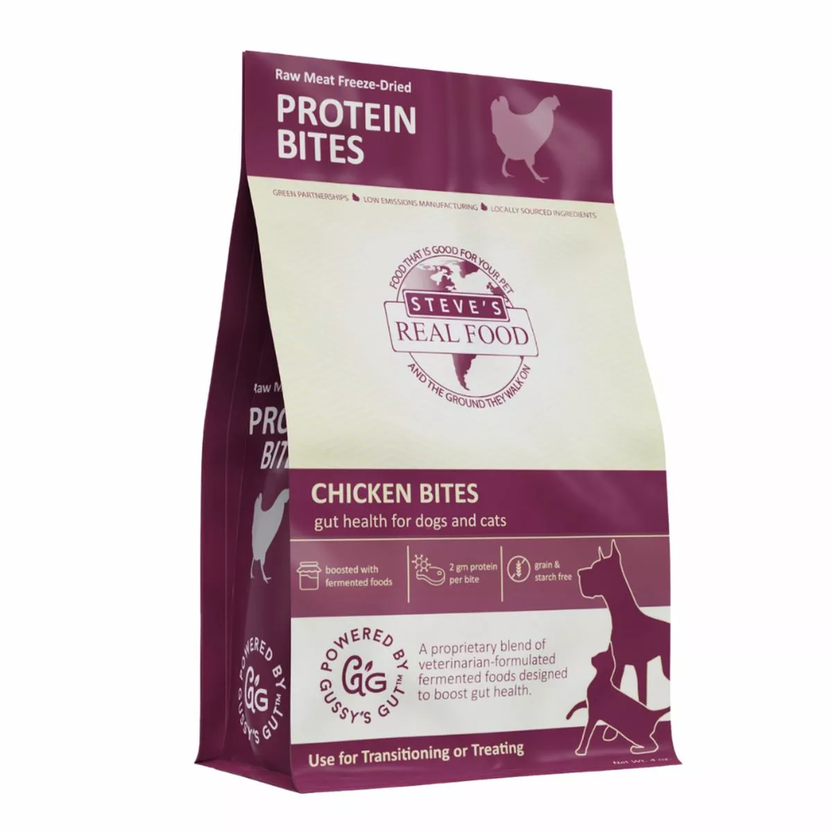 Steve's Real Food Freeze Dried Gut Boosting Protein Treats Chicken for Dogs and Cats