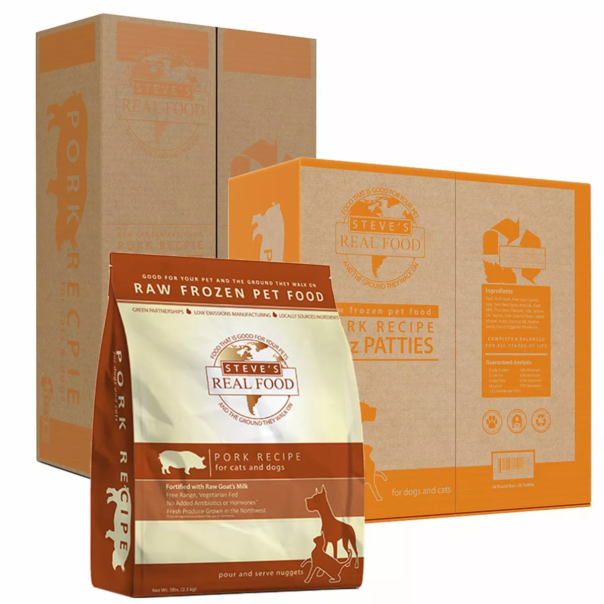 Steve's Real Food Frozen Raw Pork Diet for Dogs and Cats