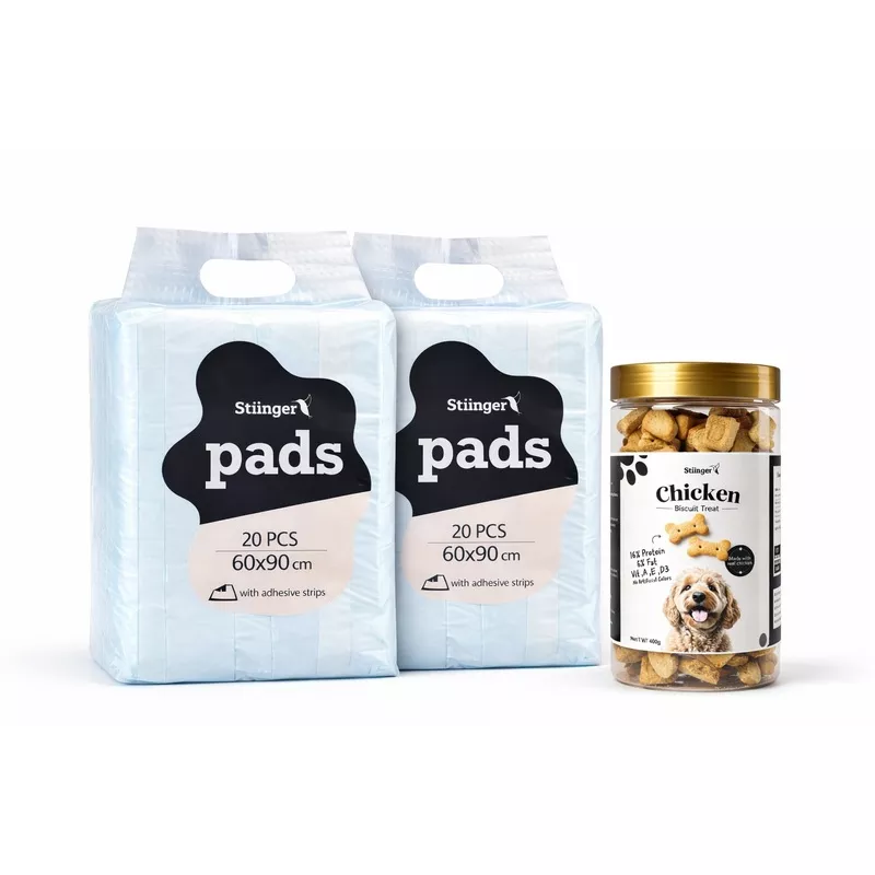 Stiinger Adhesive Dog Pads Bundle (220 PCS, 6090cm) + FREE Chicken Treats