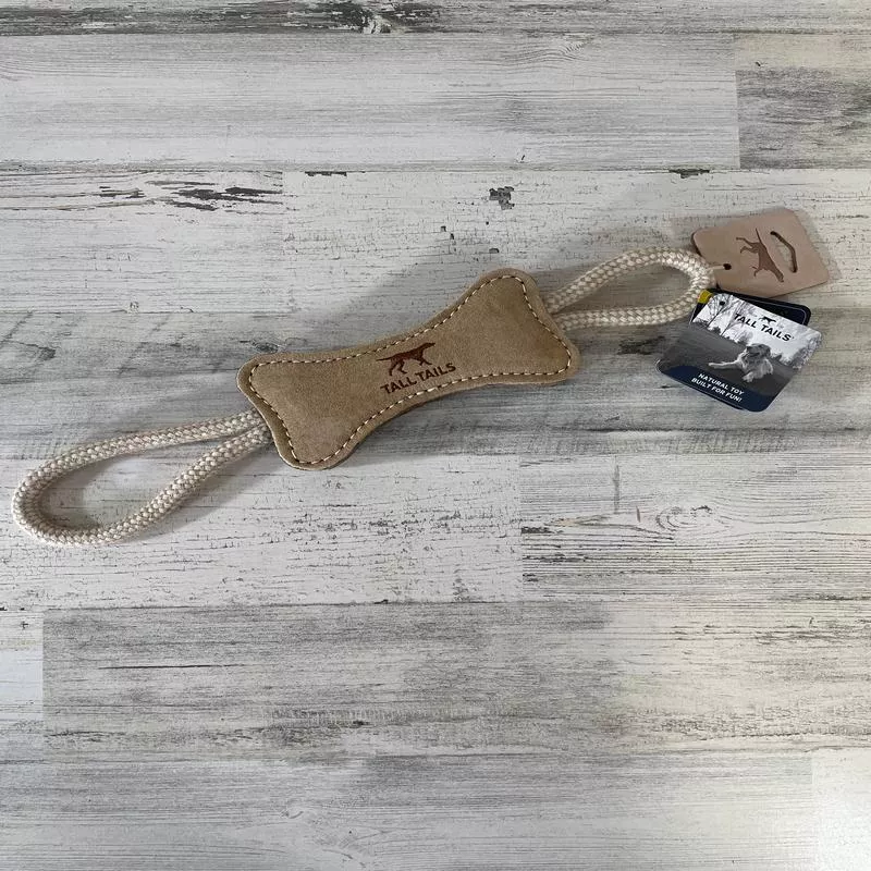 Tall Tails 12 Natural Leather Bone Tug Toy