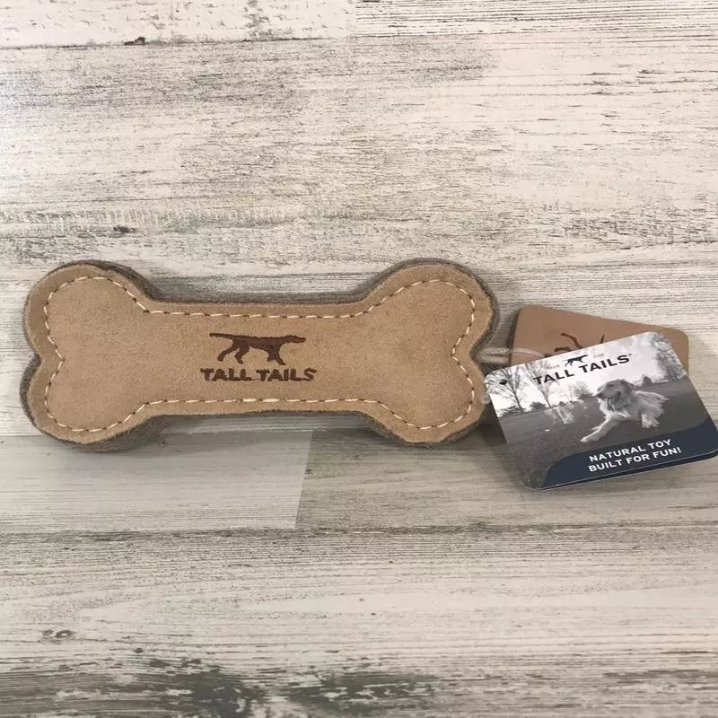 Tall Tails 6 Natural Wool & Leather Bone Dog Toy