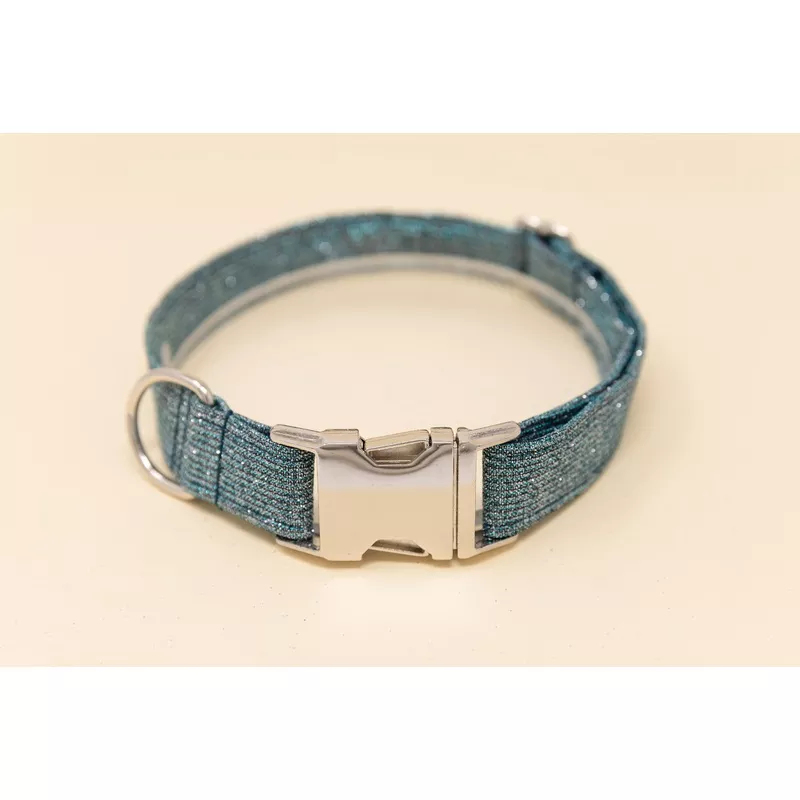 Teal Glitter Dog Collar