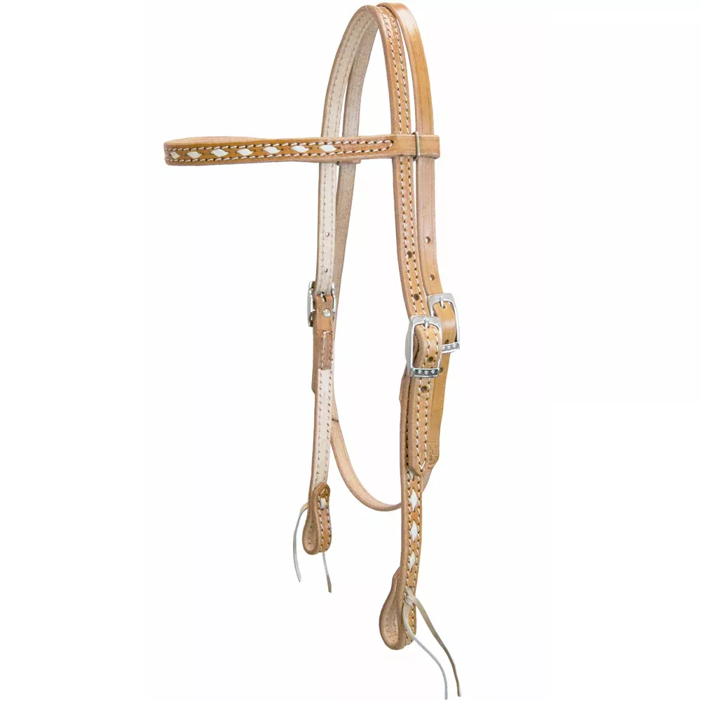 Teskey’s Browband Headstall w/White Buckstitch