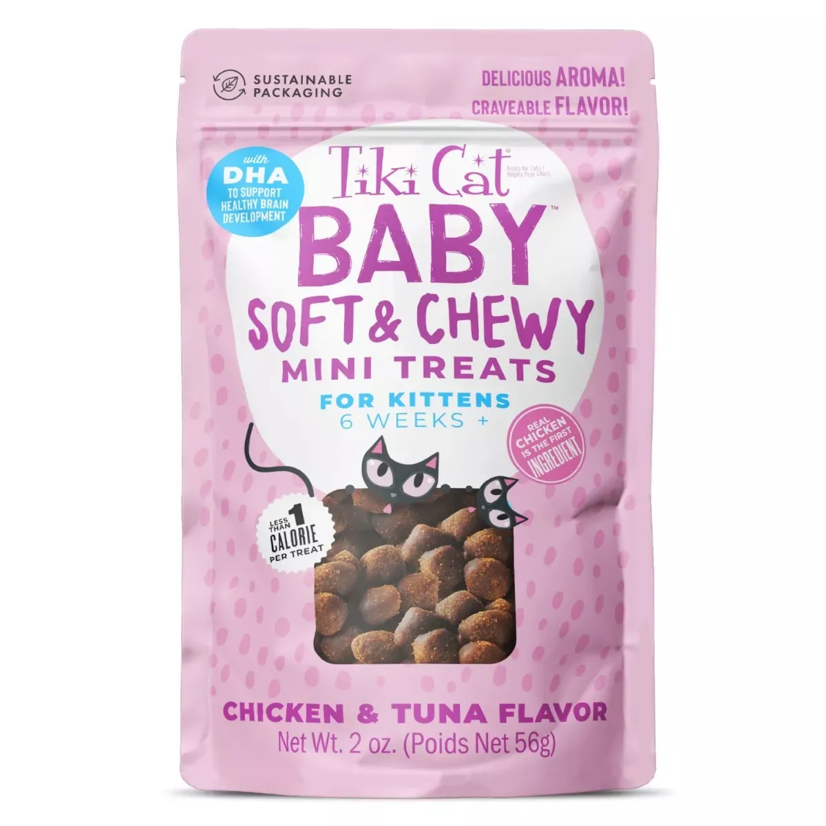Tiki Cat Baby Soft & Chewy Mini Treats for Kittens - Chicken & Tuna Flavour