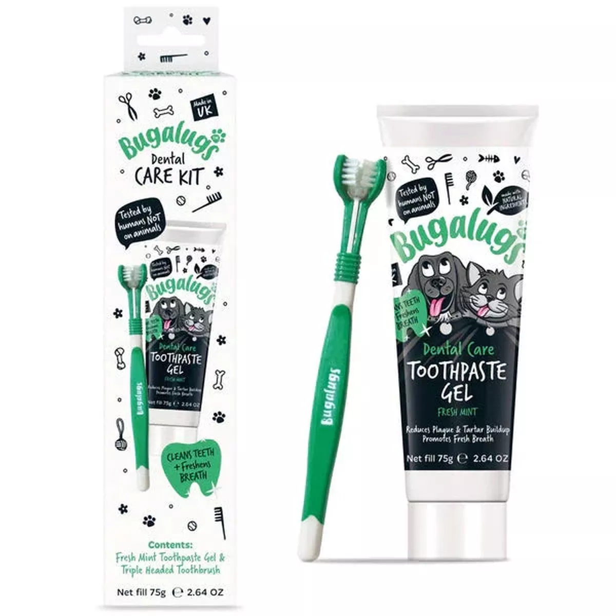 Toothpaste Gel 75g with Triple Headed Toothbrush