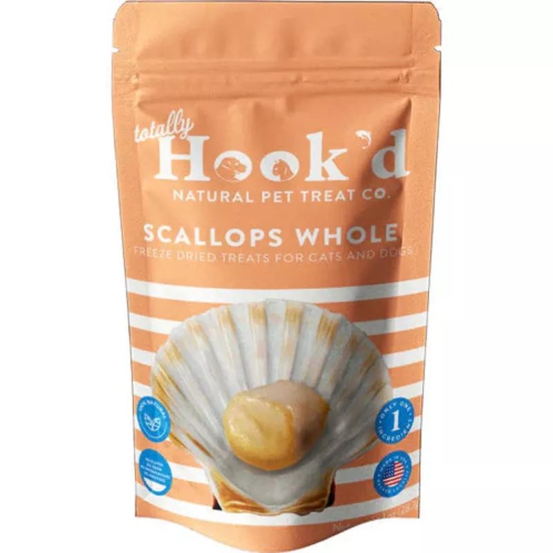 Totally Hook’d Freeze-Dried Whole Scallops, Dog & Cat Treat, 1-oz Bag