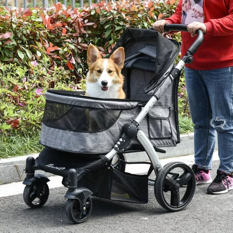Travel Pet Stroller with Adjustable Handlebar