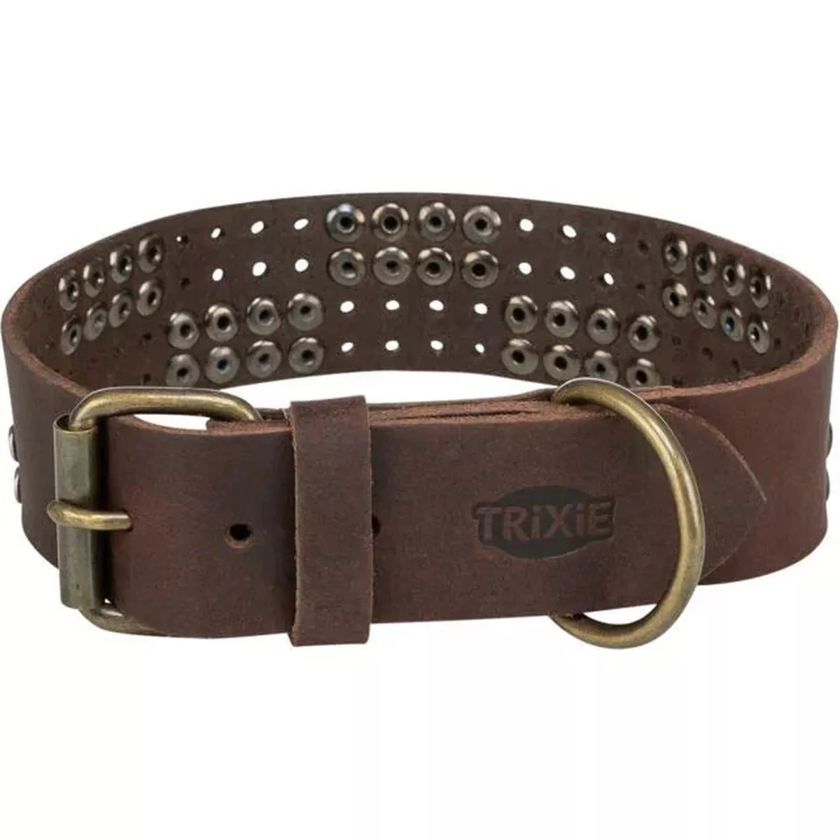 Trixie Rustic Greased leather collar Rivets, extra wide