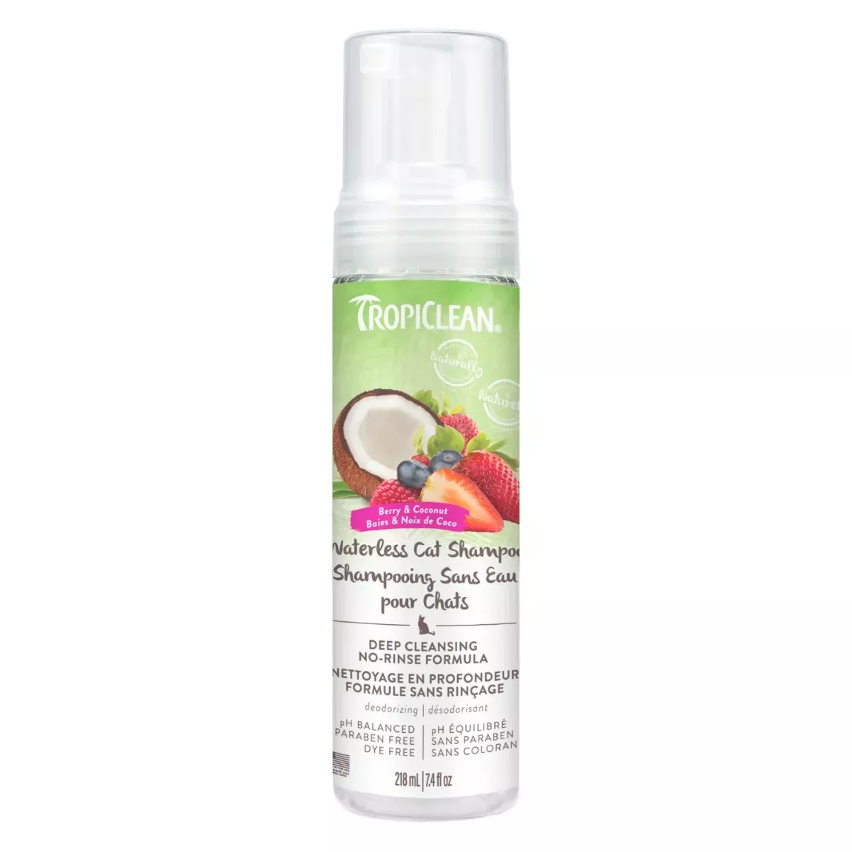 TropiClean Deep Cleansing Waterless Shampoo for Cats - Berry & Coconut