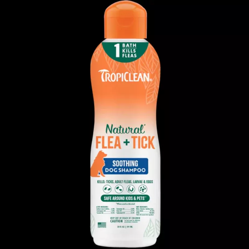 TropiClean Dog Natural Flea & Tick Soothing Shampoo 20oz