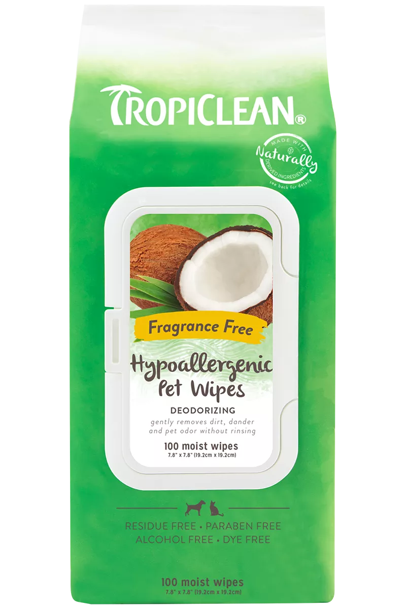 Tropiclean Hypoallergenic Deodorizing Wipes Pets 100 Ct