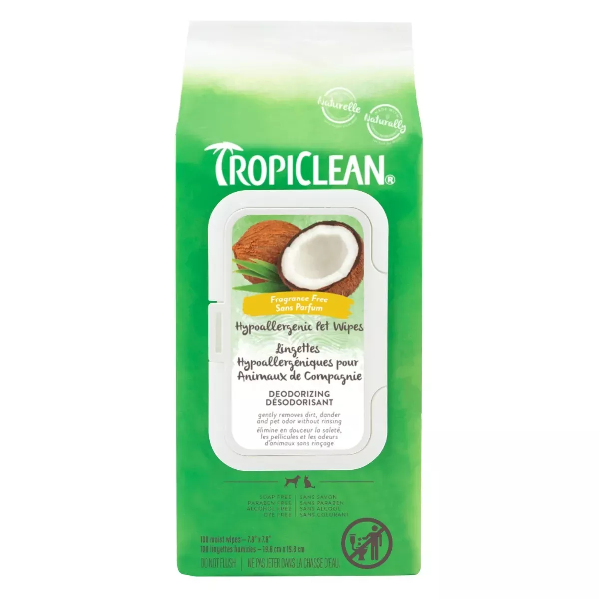 TropiClean Hypoallergenic Wipes for Pets - Fragrance Free
