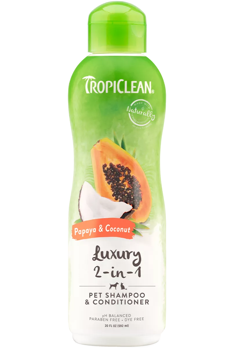 Tropiclean Luxury 2-in-1 Papaya & Coconut Pet Shampoo 20 oz