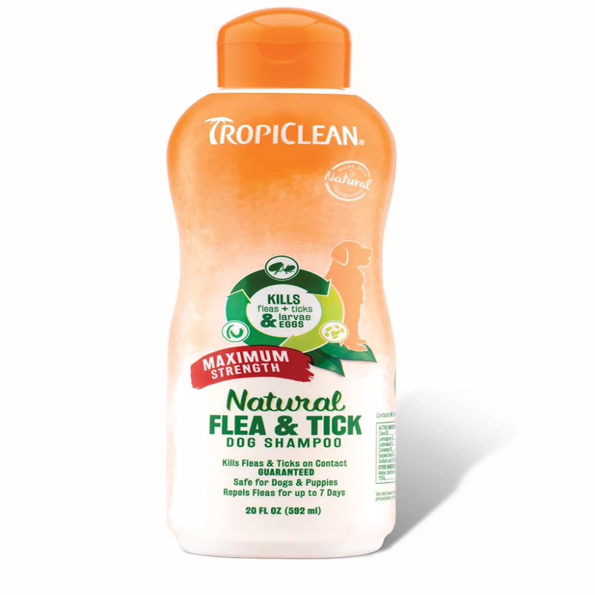 TROPICLEAN NATURAL FLEA & TICK SHAMPOO, MAXIMUM STRENGTH