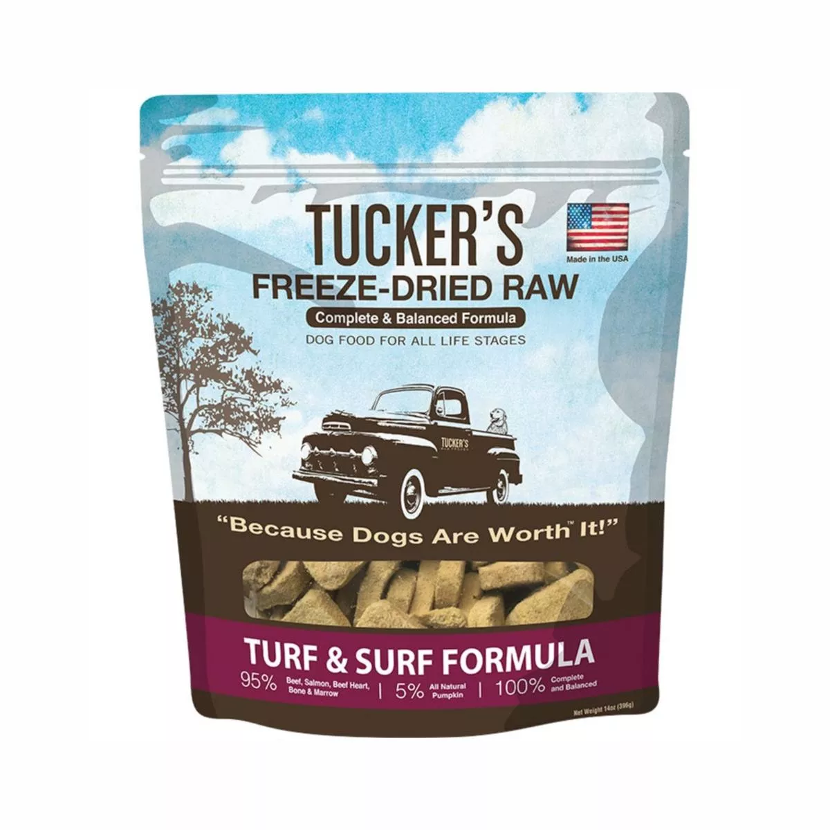 Tucker's Freeze Dried Dog Food Turf & Surf Formula 14 oz