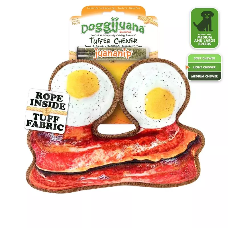 Tuffer Chewer Eggs and Bacon Refillable Dog Toy