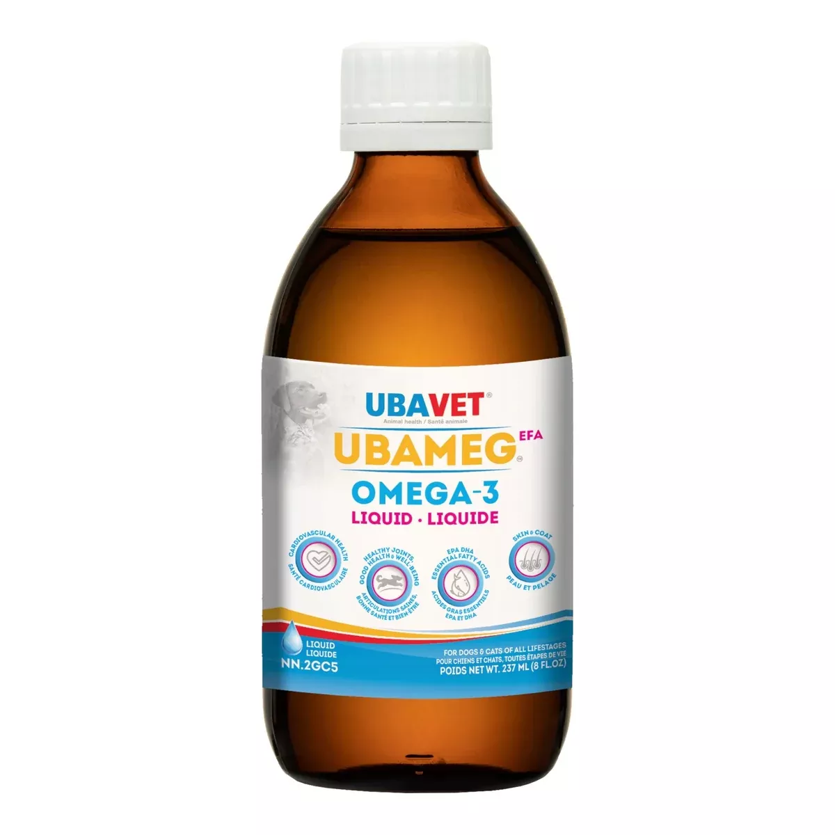UBAVET Ubameg Omega-3 Fatty Acid Liquid for Dogs & Cats –(8 fl oz / 237ml)
