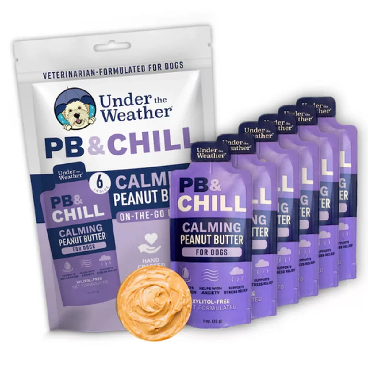 Under The Weather PB & CHILL Calming Peanut Butter For Dogs - 6 Packets