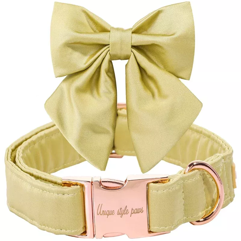 Unique style paws silk yellow color dog collar. Conductible durable dog collar with loop wedding fly dog hall band for large dogs l vitality yellow – Creating a Sanctuary for Your Pets and Visiting Wildlife