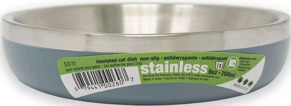 Van Ness Insulated Stainless Steel Cat Bowl 9 Oz Blue