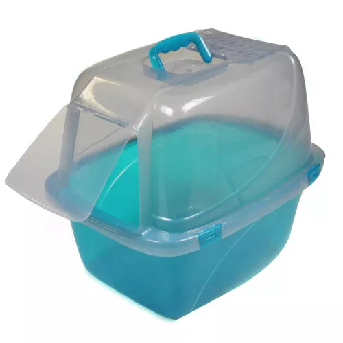Van Ness Plastics, Van Ness Plastics Translucent Enclosed Cat Litter Box, Blue, 1 Each/Extra-Giant