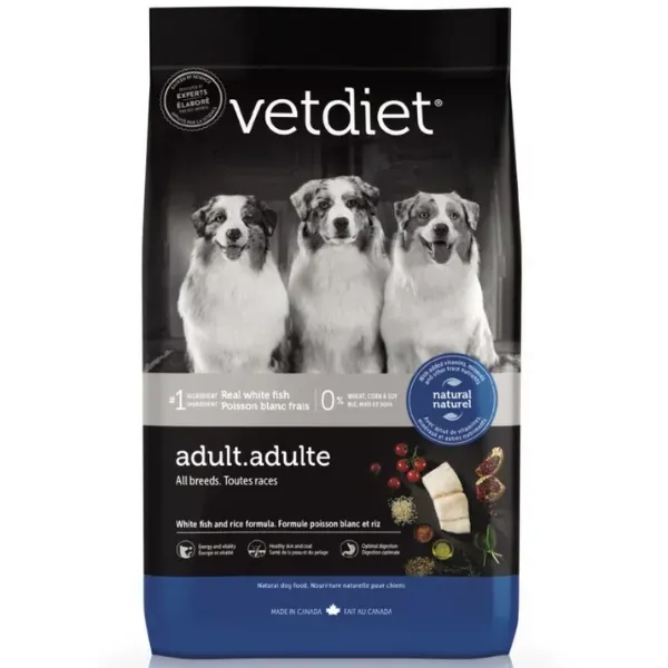 Vetdiet Dry Food for Adult Dogs - White Fish & Rice Formula