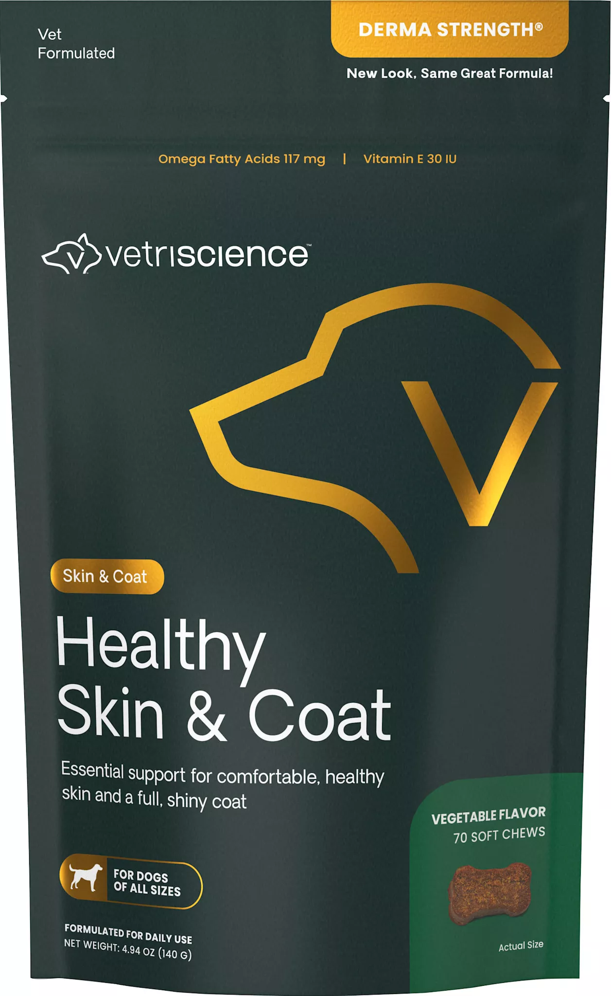 Vetriscience Skin and Coat Dog Chews Vegetable70 Ct