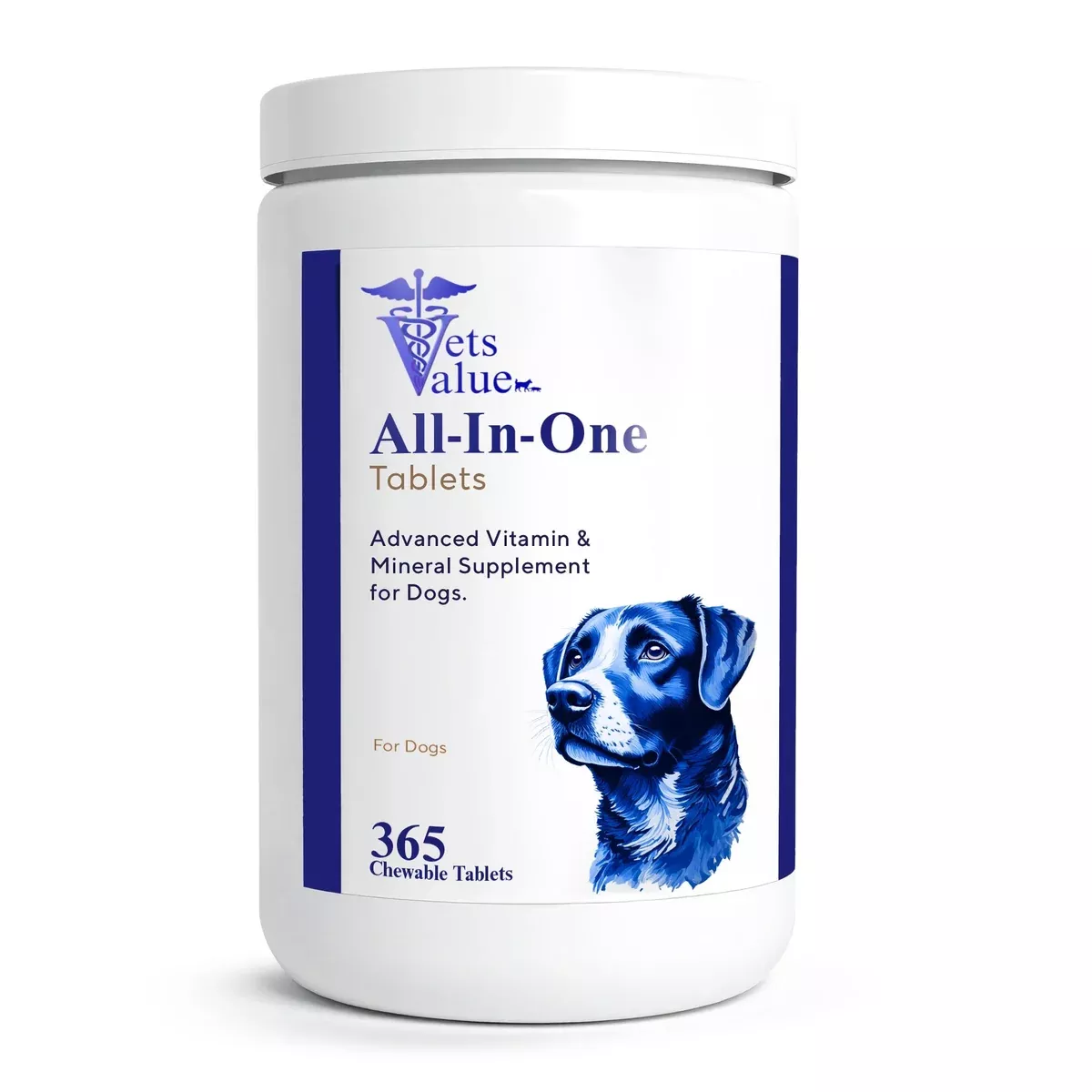 Vets Value All-in-One Dog Vitamins – 365 Chewable Tablets – Advanced Multivitamin & Mineral Supplement for Dogs – Supports Joints, Immunity, Skin & Coat – Daily Wellness for All Breeds