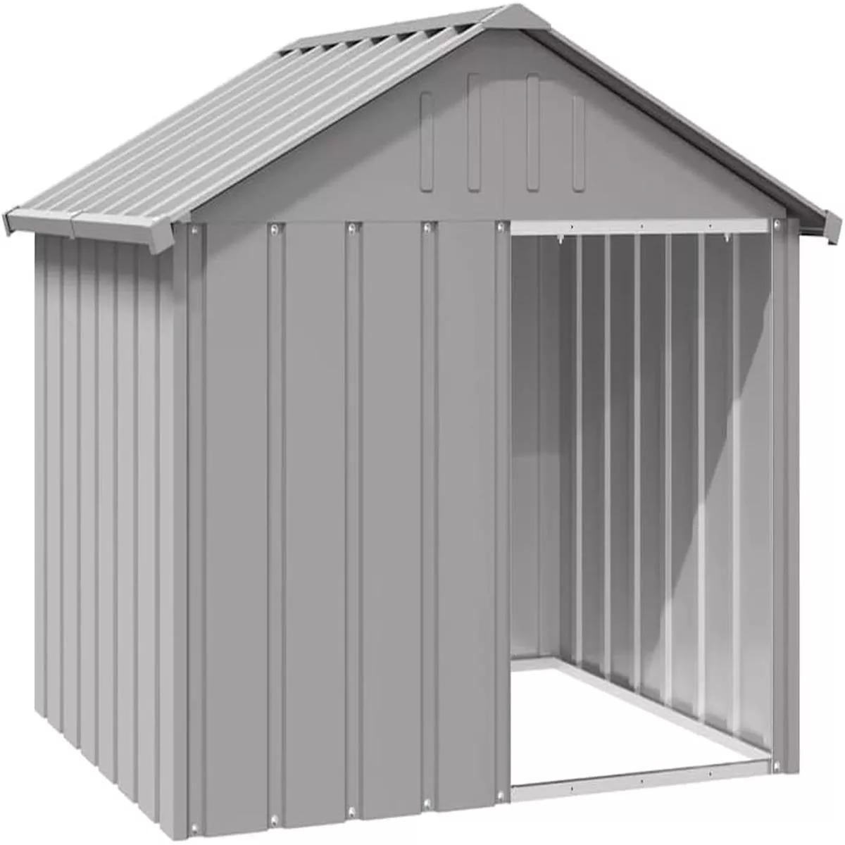 vidaXL Dog House – Durable Galvanized Steel Construction – Weatherproof Dog Kennel – Easy Access with Spacious Entrance – Ideal Outdoor Pet House – Gray