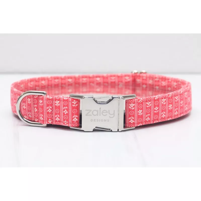 Vintage Floral Stripe Dog Collar