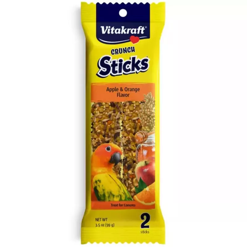 Vitakraft Crunch Conure Sticks Apple & Orange 3.5-oz, Bird Treat
