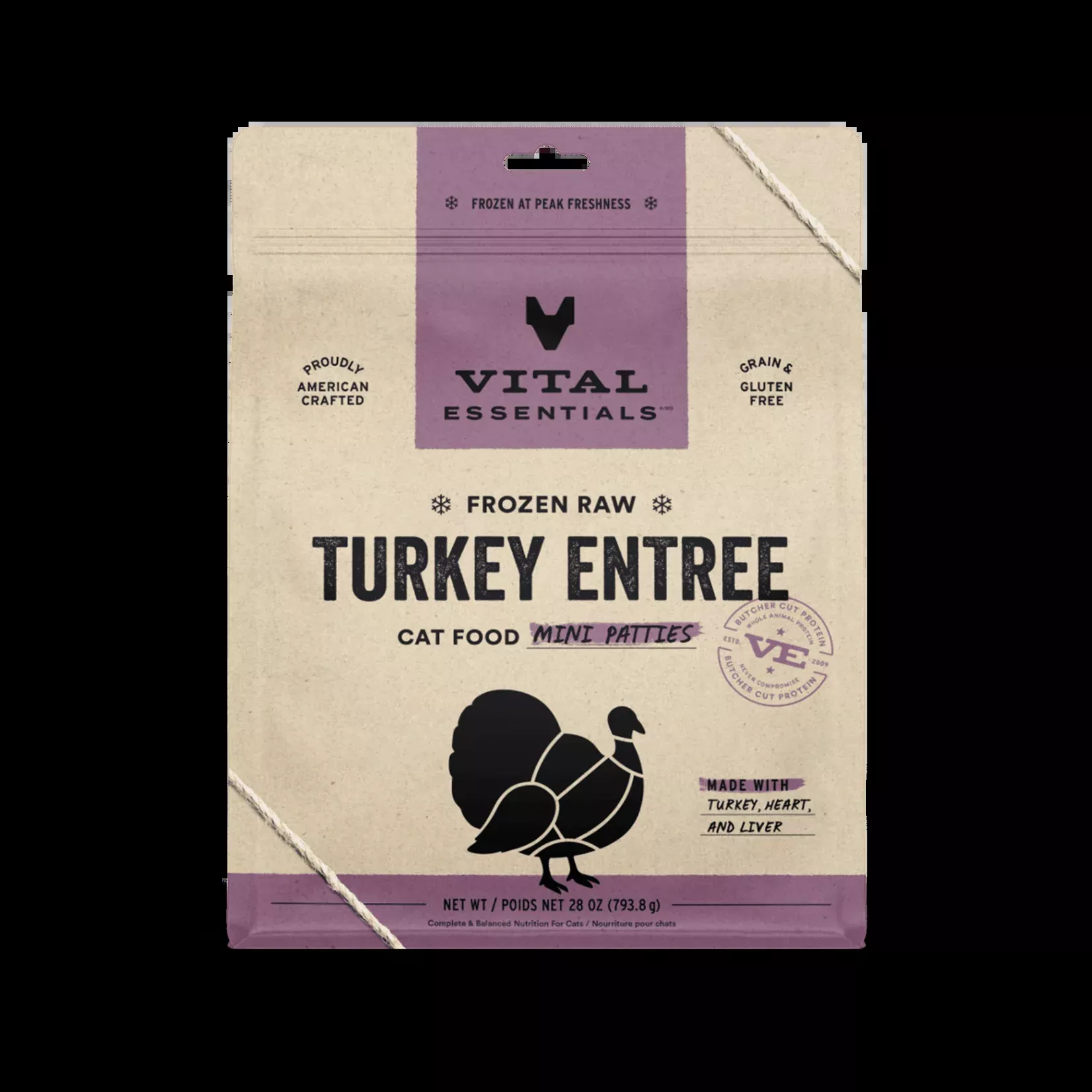 Vital Essentials Cat - Frozen Patties Turkey Recipe 28oz
