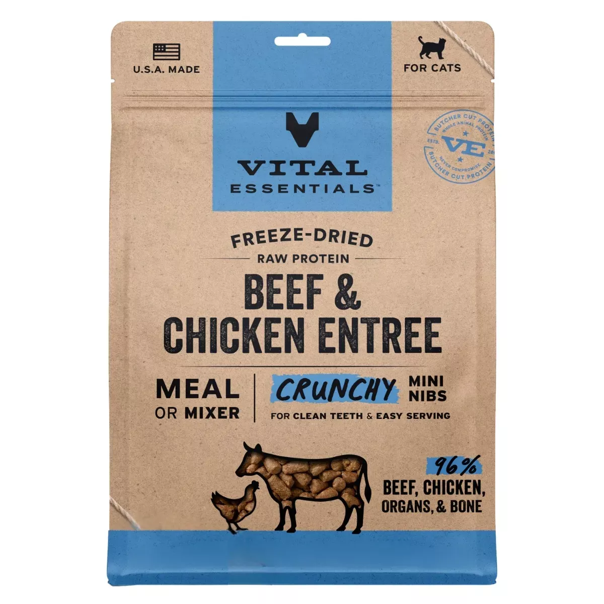 Vital Essentials Freeze-Dried Crunchy Mini Nibs for Cats - Beef & Chicken Entrée
