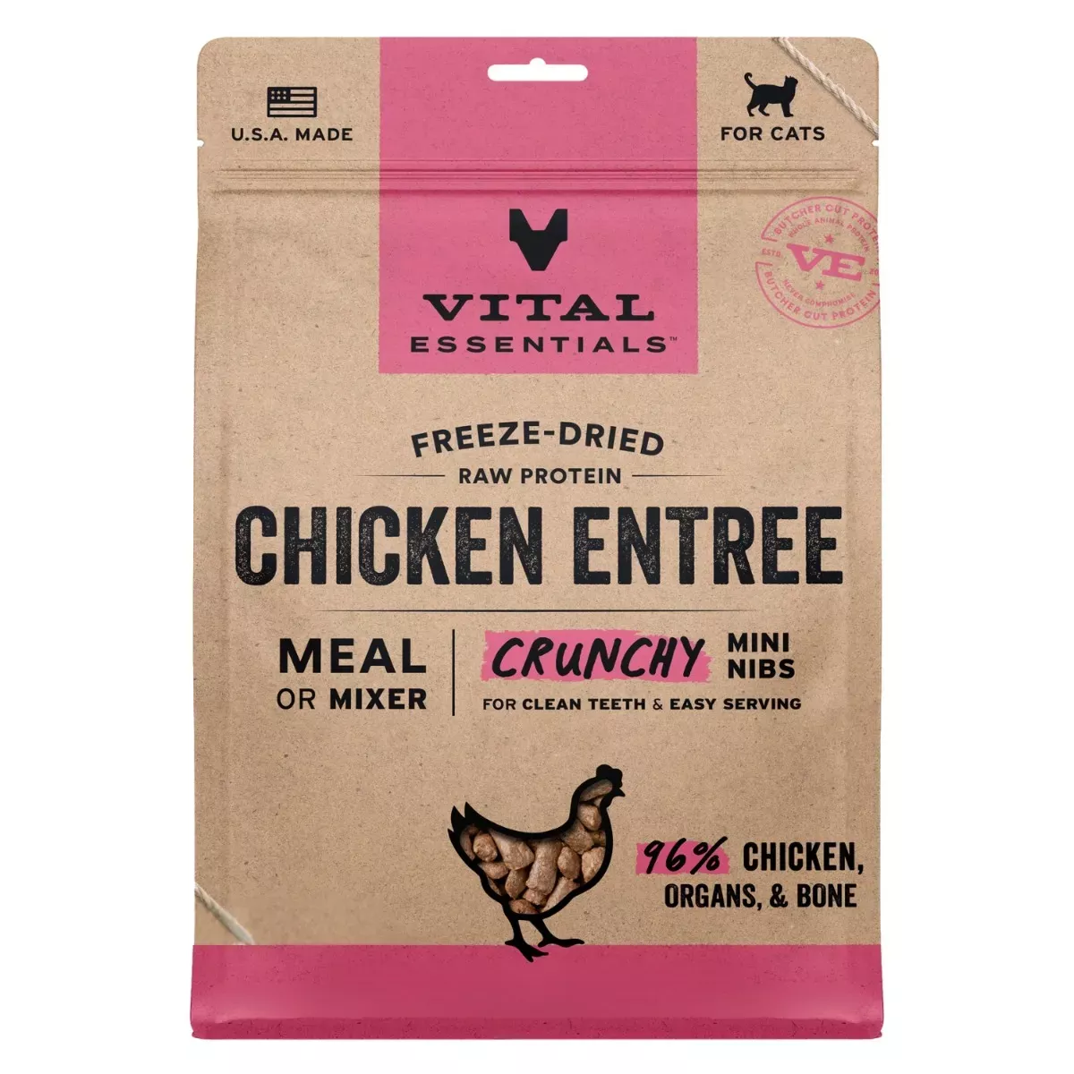 Vital Essentials Freeze-Dried Crunchy Mini Nibs for Cats - Chicken Entrée