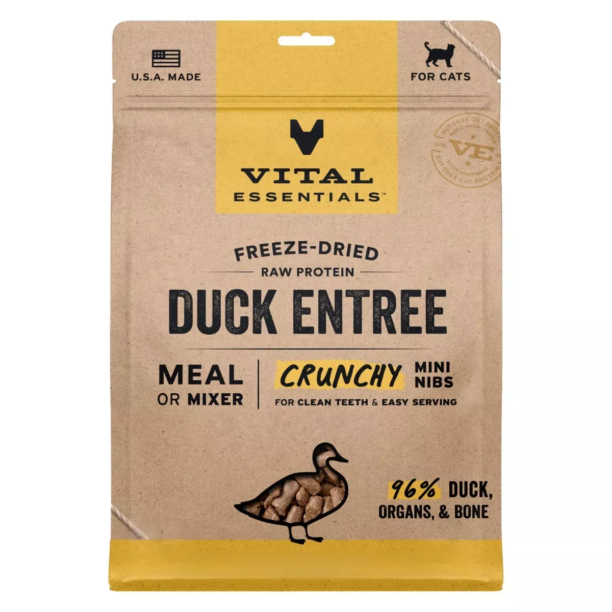 Vital Essentials Freeze-Dried Crunchy Mini Nibs for Cats - Duck Entrée