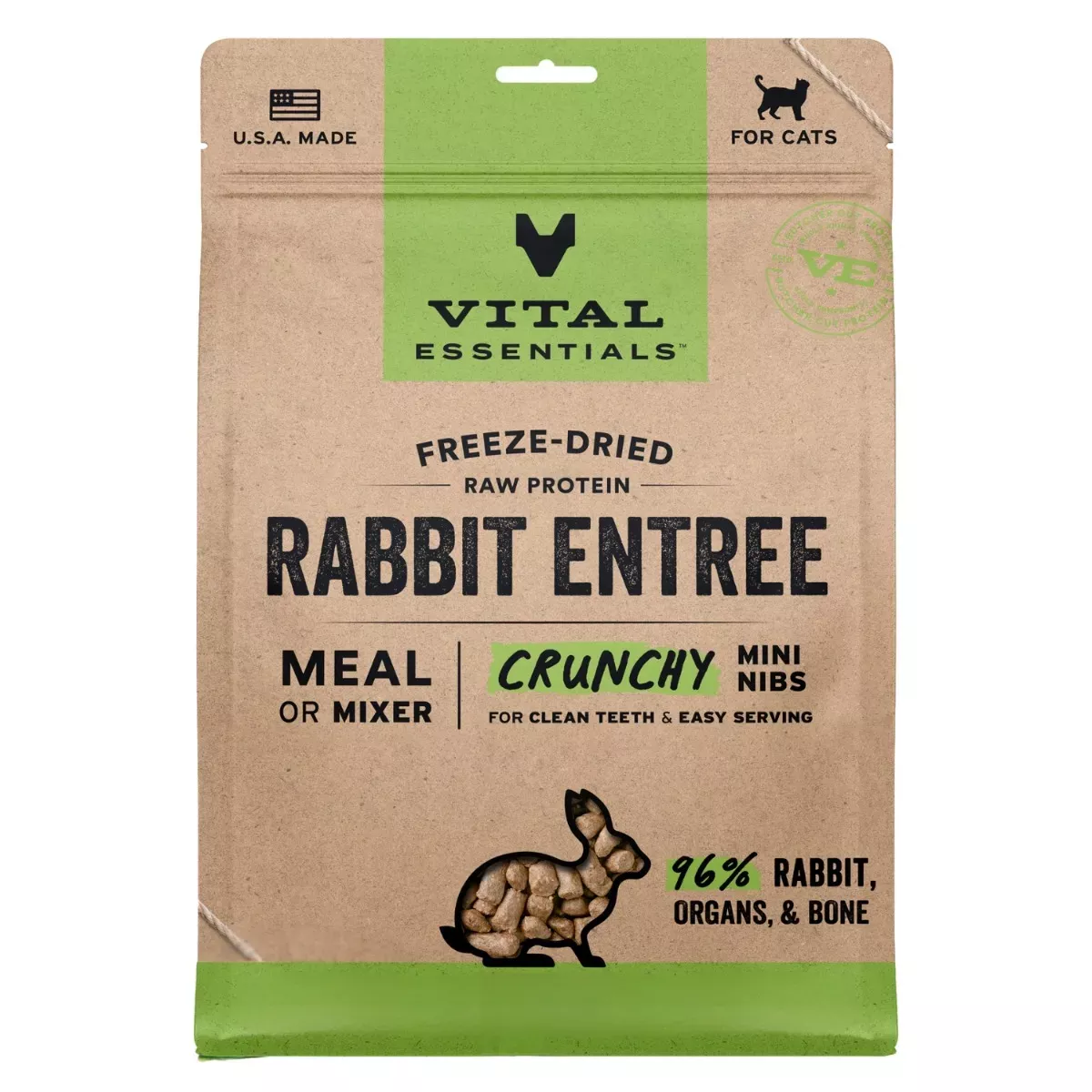 Vital Essentials Freeze-Dried Crunchy Mini Nibs for Cats - Rabbit Entrée