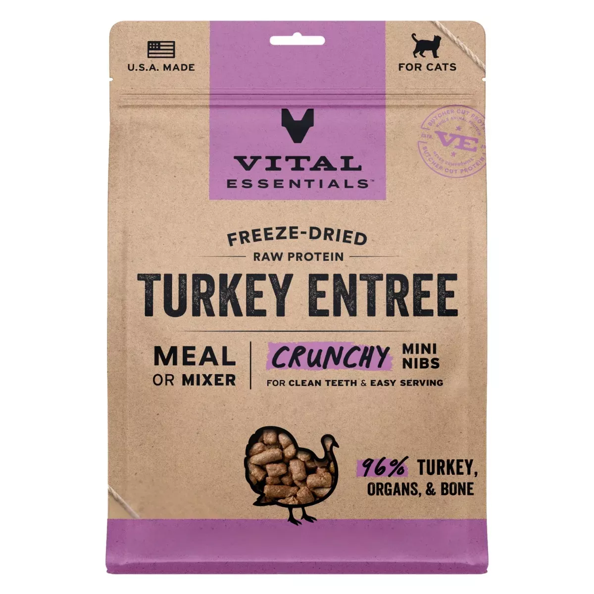 Vital Essentials Freeze-Dried Crunchy Mini Nibs for Cats - Turkey Entrée