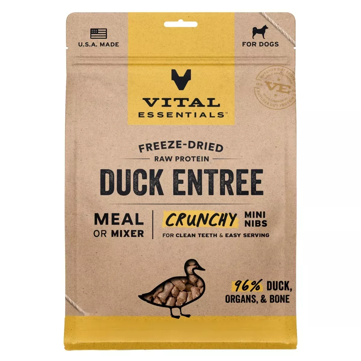 Vital Essentials Freeze-Dried Crunchy Mini Nibs for Dogs - Duck Entrée