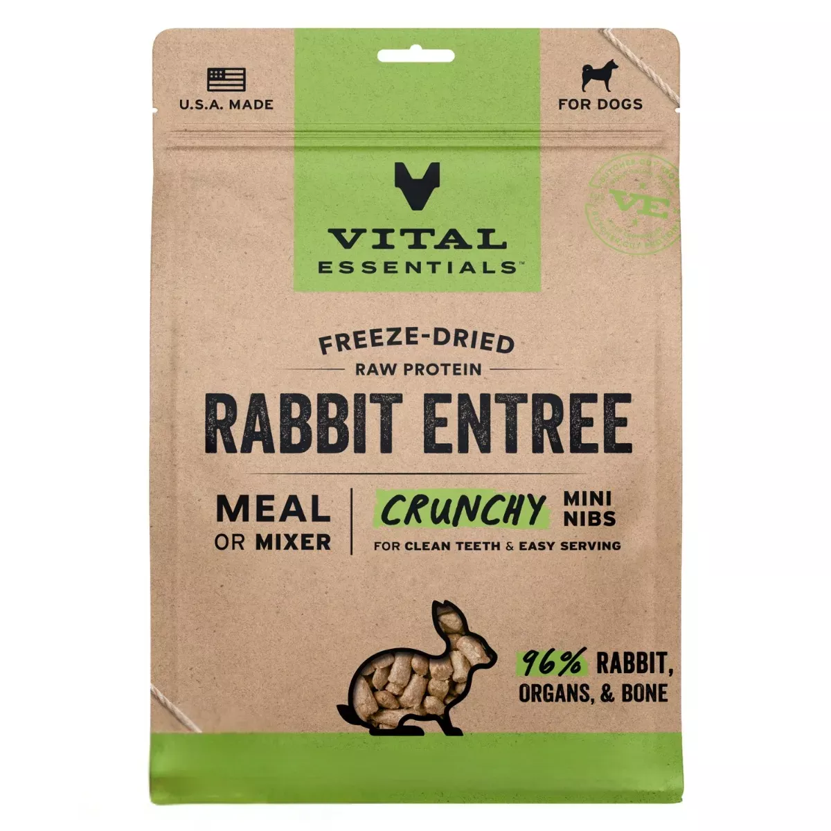 Vital Essentials Freeze-Dried Crunchy Mini Nibs for Dogs - Rabbit Entrée