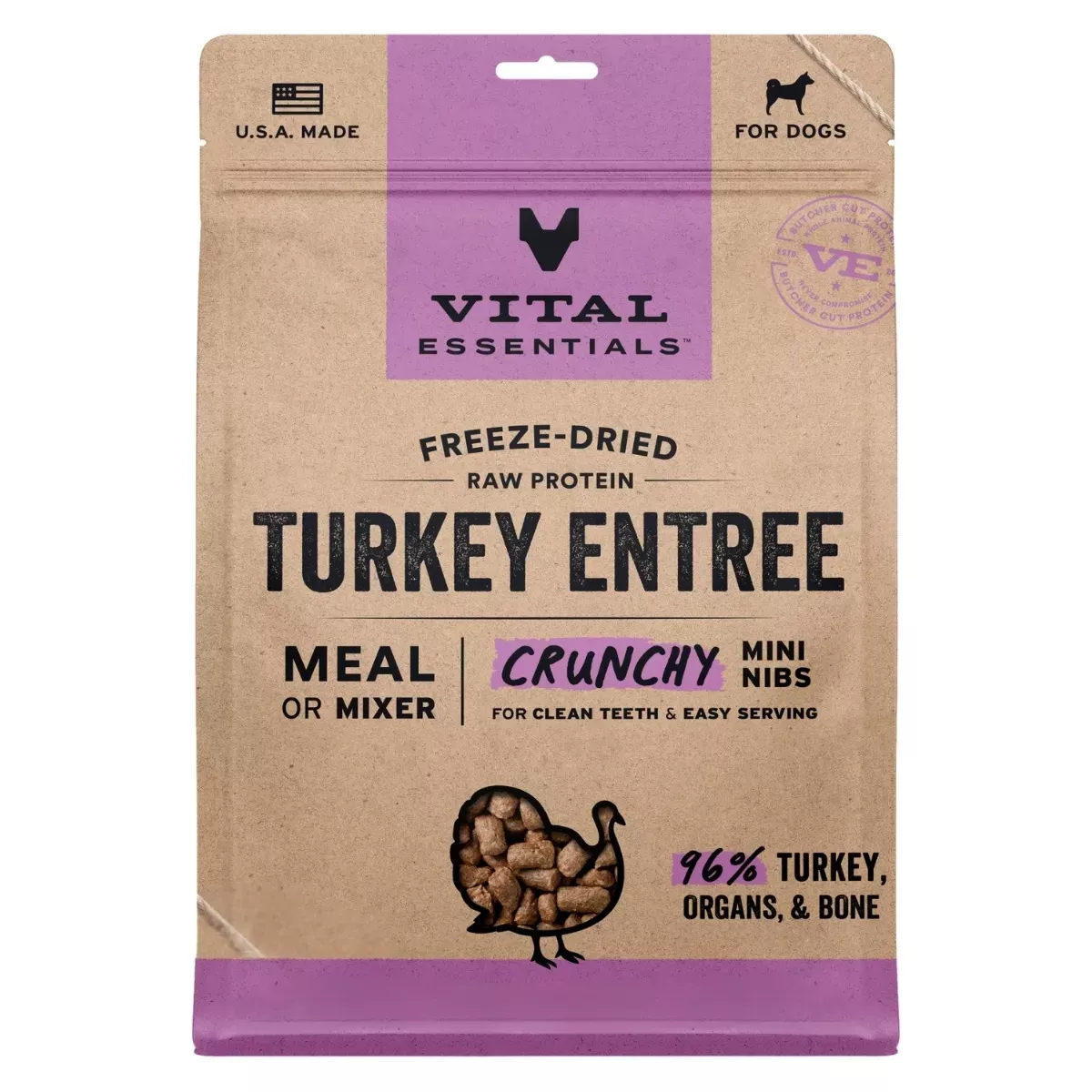 Vital Essentials Freeze-Dried Crunchy Mini Nibs for Dogs - Turkey Entrée