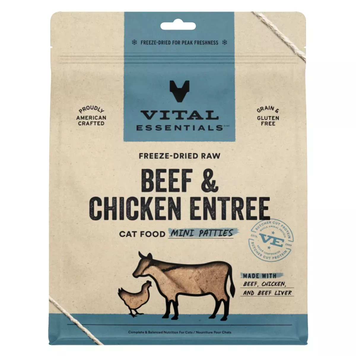 Vital Essentials Freeze-Dried Mini Patties for Cats - Beef & Chicken Entrée